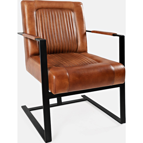 Maguire Sled Accent Chair in Distressed Saddle Leather
